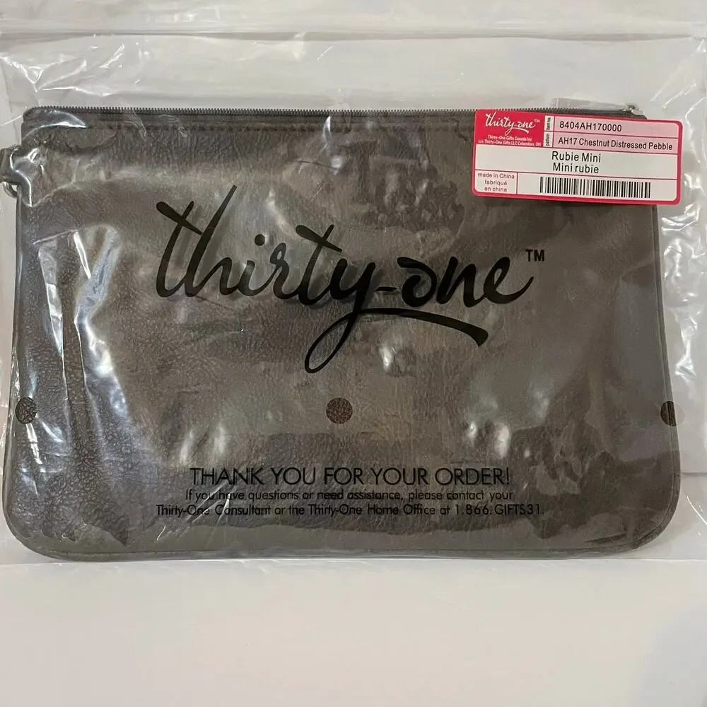 THIRTY ONE Rubie Mini New in Bag Chestnut Distressed‎ Pebble Pouch Discontinued